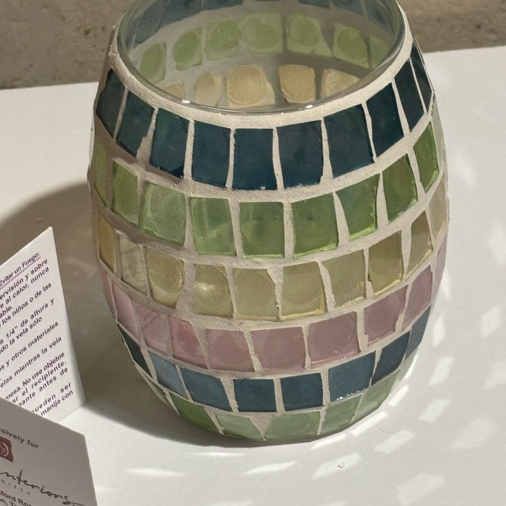Mosaic Glass Vase with Multicolor Tiles